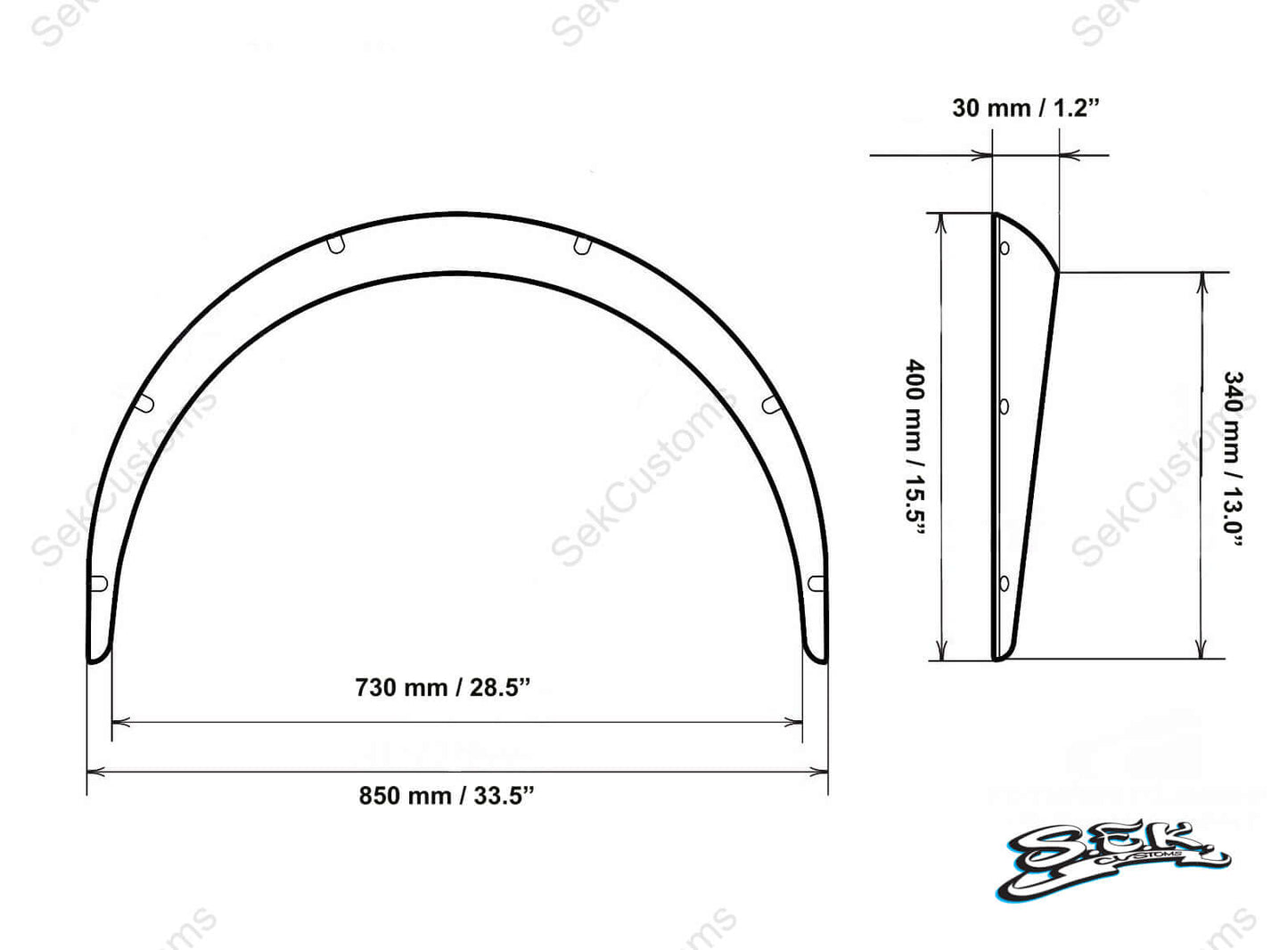 Universal Fender Flares 30 mm / 1.2"
