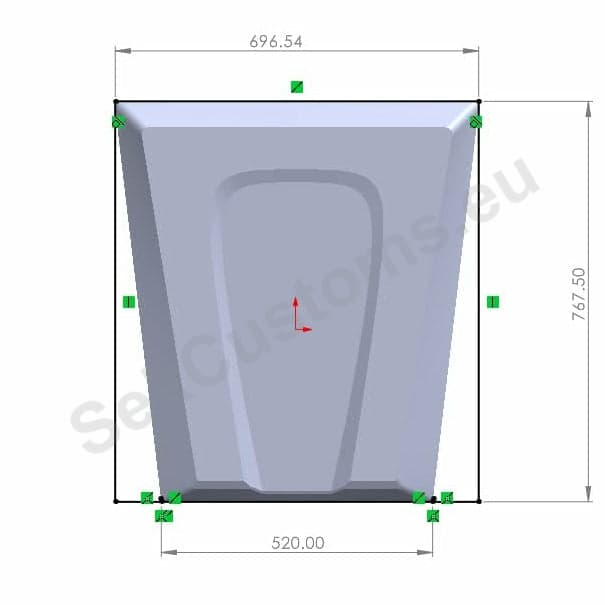 Suzuki Samurai Hood Scoop type 2 dimensions